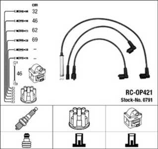 Tändkabelsats, opel frontera a, omega a, 1612492