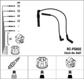 Tändkabelsats, citroën bx, peugeot 309 ii, 405 i, 405 break i, 1655851, 5967.L2, 6142528, 97 535 465, 97535465