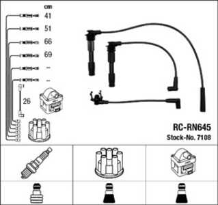 Tändkabelsats, renault 19 i, 19 ii, 19 cabriolet i, 19 cabriolet ii, 19 chamade i, 19 chamade ii, clio i, 77 00 742 837