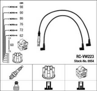 Tändkabelsats, vw corrado, golf iii, golf variant iii, passat b3/b4, passat b3/b4 variant, vento, 021 905 409 B, 021 905 409