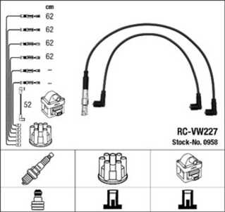 Tändkabelsats, vw golf iii, golf cabriolet iii, golf variant iii, passat b3/b4, passat b3/b4 variant, vento