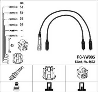 Tändkabelsats, vw caddy minibus,  minivan ii, caddy skåp/stor limousine ii, corrado, passat b3/b4, passat b3/b4 variant