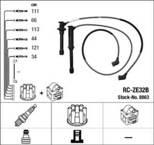 Tändkabelsats, ford usa probe ii, mazda 626 hatchback iv, mx-6, xedos 9, 0000-18-132B, KL47-18-140C