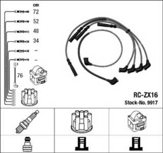 Tändkabelsats, mazda 626 iii, 626 coupé iii, 626 hatchback iii, 626 station wagon iii, 8BGA18140, 8BGA18140A, ZX1618140