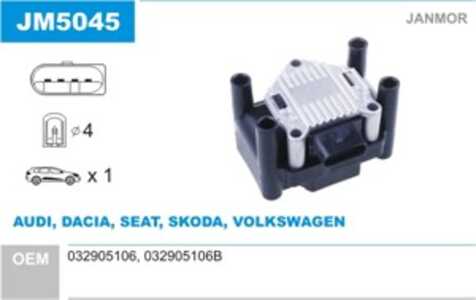 Tändspole, audi,seat,skoda,vw, 032905106, 032905106B