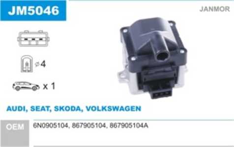 Tändspole, audi,seat,skoda,vw, 6N0905104, 867905104, 867905104A