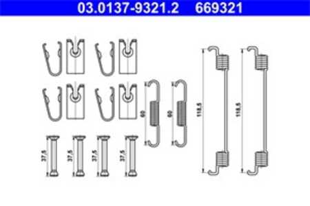 Tillbehörssats, bromsbackar, Bakaxel, fiat 500, 500 c, 500e, 500e cabriolet, lada vesta, vesta sw kombi, toyota yaris, 77368870