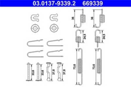 Tillbehörssats, bromsbackar, parkeringsbroms, Bakaxel, subaru forester, impreza halvkombi, impreza sedan, xv