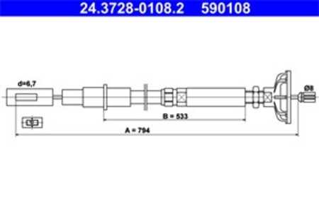 Vajer, koppling, vw caddy i, golf i, golf cabriolet i, jetta i, 171 721 335 E