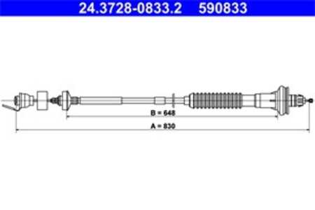 Vajer, koppling, peugeot 206 cc, 206 halvkombi, 206 sw, 206 van, 2150 AY, 2150 AZ