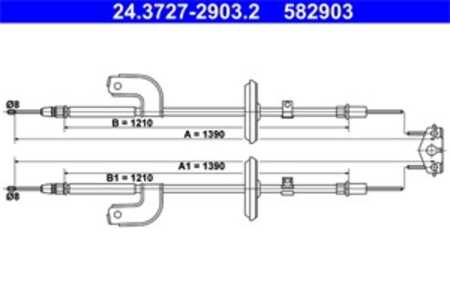 Vajer, parkeringsbroms, Bak, chevrolet aveo halvkombi, aveo sedan, 95301023, 95930035