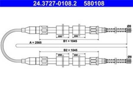 Vajer, parkeringsbroms, Bak, vw passat b1 variant, passat b2, passat b2 sedan, passat b2 variant, santana, 321 609 721 C