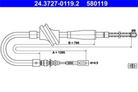 Vajer, parkeringsbroms, Bak, audi 100 c3 avant, 100 c3 sedan, 443 609 721 F, 443 609 721 K, 443 609 721