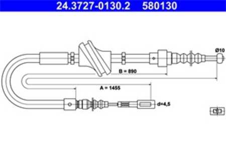 Vajer, parkeringsbroms, Bak, audi 100 c3 avant, 100 c3 sedan, 200 c3 avant, 200 c3 sedan, 443 609 721 E, 443 609 721 G