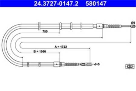 Vajer, parkeringsbroms, Bak, audi 80 b4 avant, 80 b4 sedan, 8A0 609 721 AF, 8A0 609 721 T