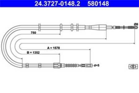 Vajer, parkeringsbroms, Bak, audi 80 b4 avant, 80 b4 sedan, 8A0 609 721 AE, 8A0 609 721 S