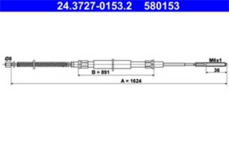 Vajer, parkeringsbroms, Bak, vw passat b3/b4, passat b3/b4 variant, 3A0 609 721 B, 3A0 609 721