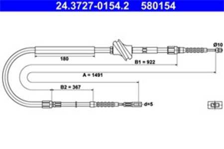 Vajer, parkeringsbroms, Bak, audi 100 c4 avant, 100 c4 sedan, a6 c4, a6 c4 avant, 4A0 609 721 D