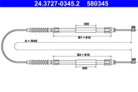 Vajer, parkeringsbroms, Bak, citroën jumper buss, fiat ducato buss, ducato flak/chassi, ducato skåp, peugeot boxer buss, 131498