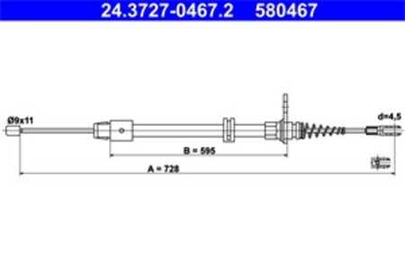 Vajer, parkeringsbroms, Bak, mercedes-benz, 204 420 09 85, A 204 420 09 85