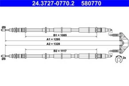 Vajer, parkeringsbroms, Bak, opel,vauxhall, 13157061, 5 22 455