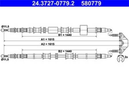 Vajer, parkeringsbroms, Bak, opel meriva a minibus,  minivan, vauxhall meriva a, 13159021, 5 22 016