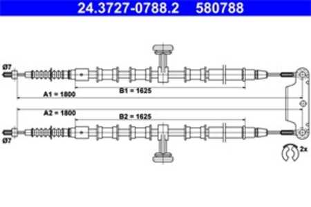 Vajer, parkeringsbroms, Bak, opel signum halvkombi, vectra c kombi, vauxhall signum, vectra mk ii, 24420449, 5 22 011, 5 22 020