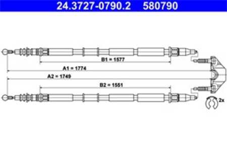 Vajer, parkeringsbroms, Bak, opel zafira / zafira family b, zafira b skåp/stor limousine, vauxhall zafira mk ii, 13157064, 1323