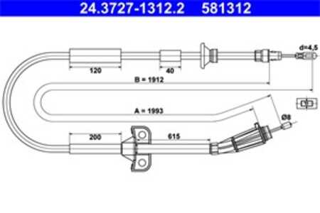 Vajer, parkeringsbroms, Bak, volvo s80 i, 9434192