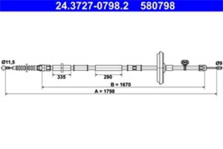 Vajer, parkeringsbroms, Bak, chevrolet,opel,vauxhall, 13328132, 5 22 063