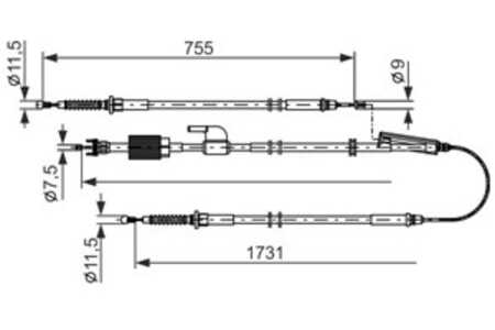 Vajer, parkeringsbroms, Mitt, opel zafira tourer c, zafira tourer c van, vauxhall zafira mk iii, 13441134, 5 22 103, 5 22 135