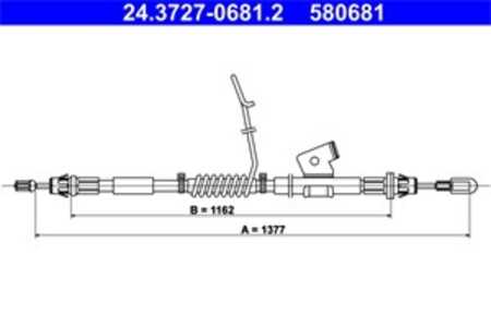 Vajer, parkeringsbroms, Vänster bak, ford transit custom v362 skåp, 1763932, 1802094, 1811567, 1830745, BK21-2A809-BC, BK21-2A8