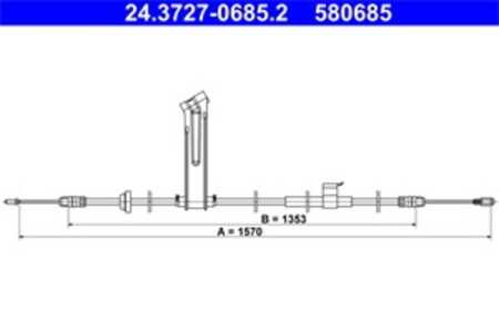 Vajer, parkeringsbroms, Vänster bak, ford transit v363 buss, transit v363 flak/chassi, transit v363 skåp, 1820640, 1827663, 188