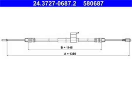 Vajer, parkeringsbroms, Vänster bak, ford transit v363 buss, transit v363 flak/chassi, transit v363 skåp, 1816186, 1827668, 203