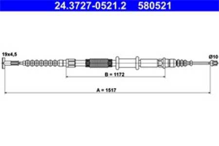 Vajer, parkeringsbroms, Vänster bak, alfa romeo 145, 146, 155, fiat coupe, tempra, tempra s.w., tipo, lancia dedra, dedra sw, d