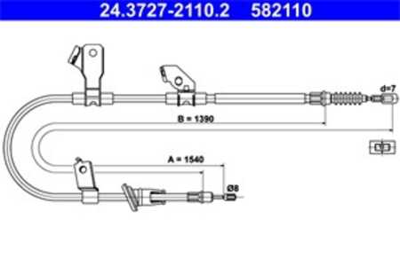 Vajer, parkeringsbroms, Vänster bak, mitsubishi colt vi, colt czc cabriolet vi, colt skåp/halvkombi, MR955259