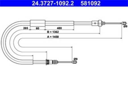 Vajer, parkeringsbroms, Vänster bak, renault clio iii, 82 00 440 514, 82 00 662 793