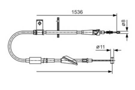 Vajer, parkeringsbroms, Vänster, opel agila, vauxhall agila mk i, 4706689, 92 11 156, 9211156