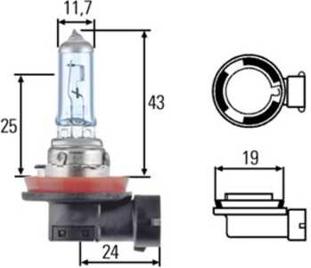 Xenonlampa HELLA STANDARD H8 PGJ19-1, passar många modeller, YY04500835612